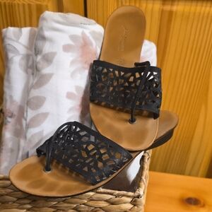 Paul Green Black Cutout Sandals